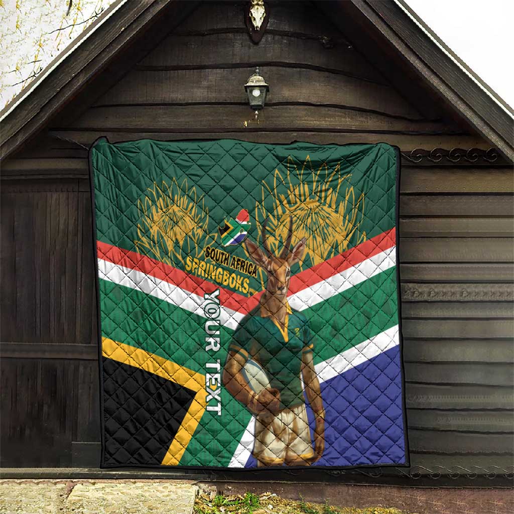 Custom South Africa Rugby Quilt 2024 Go Springboks Mascot African Pattern LT14
