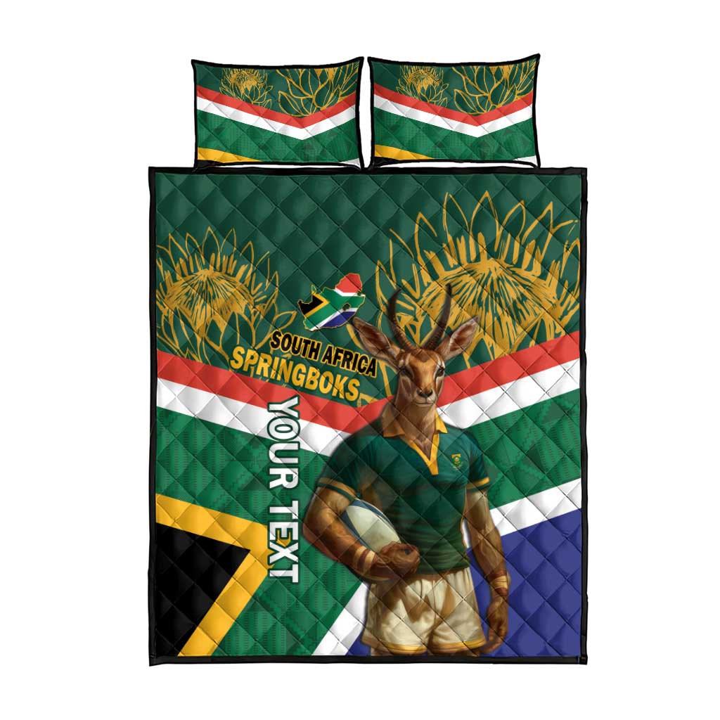 Custom South Africa Rugby Quilt Bed Set 2024 Go Springboks Mascot African Pattern LT14
