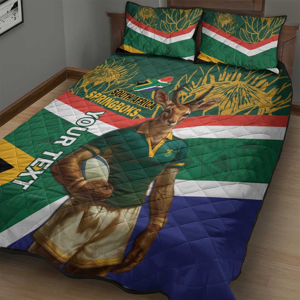 Custom South Africa Rugby Quilt Bed Set 2024 Go Springboks Mascot African Pattern LT14
