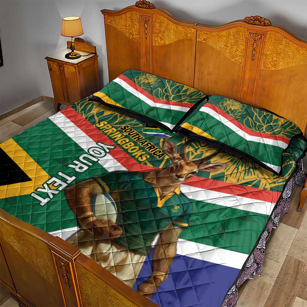 Custom South Africa Rugby Quilt Bed Set 2024 Go Springboks Mascot African Pattern LT14