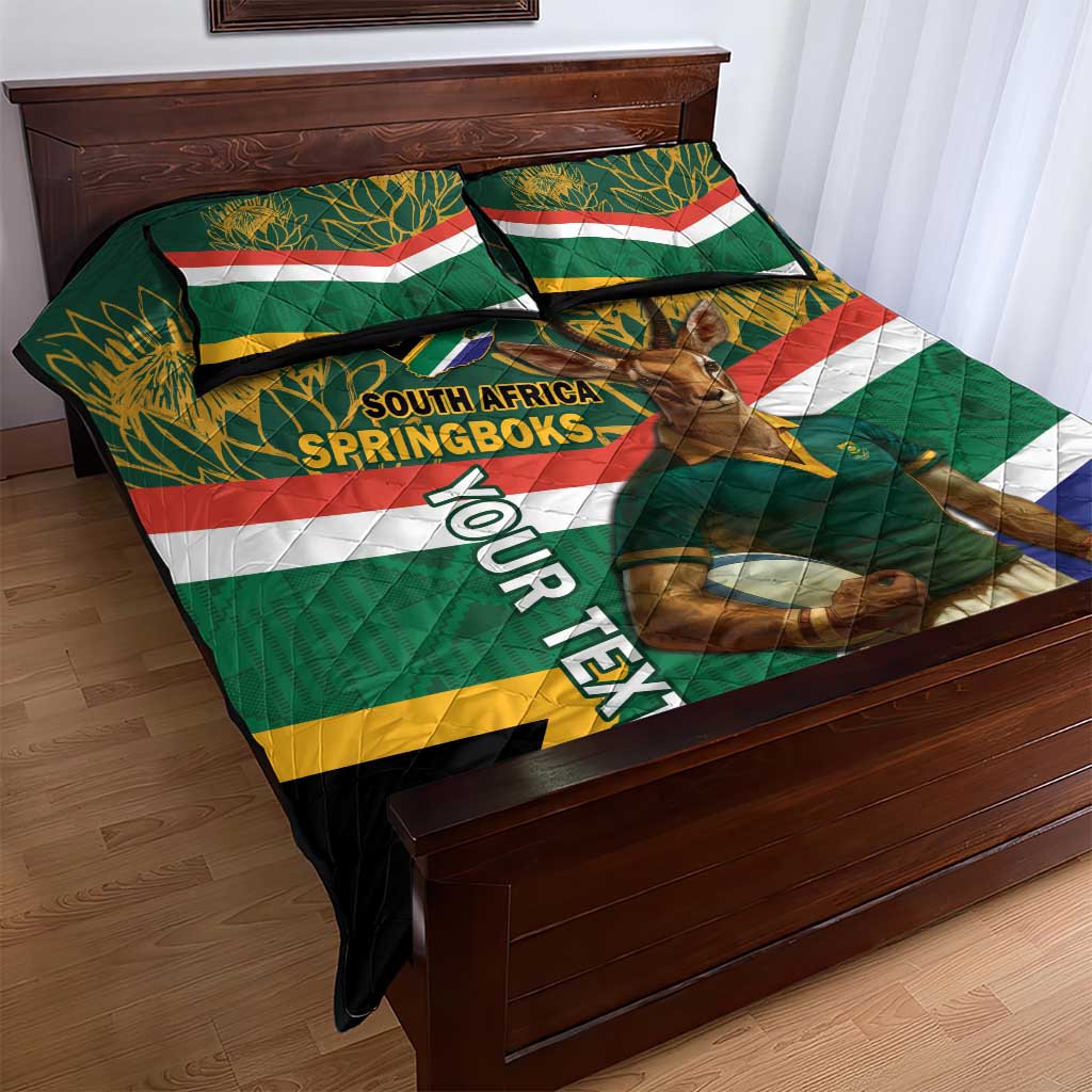 Custom South Africa Rugby Quilt Bed Set 2024 Go Springboks Mascot African Pattern LT14
