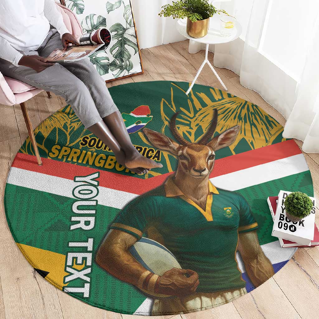 Custom South Africa Rugby Round Carpet 2024 Go Springboks Mascot African Pattern LT14