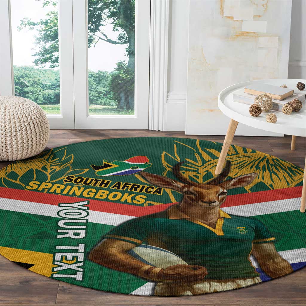 Custom South Africa Rugby Round Carpet 2024 Go Springboks Mascot African Pattern LT14