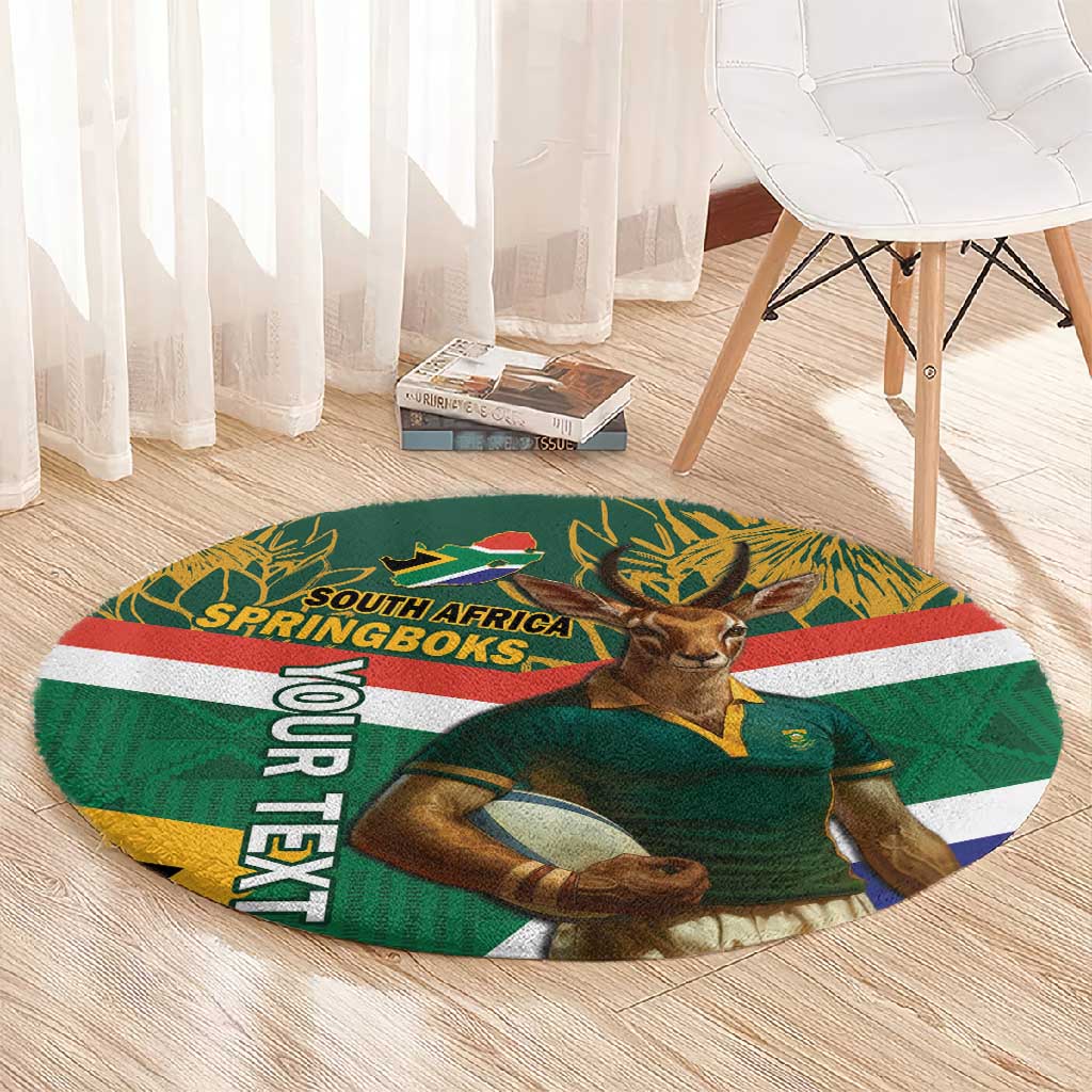 Custom South Africa Rugby Round Carpet 2024 Go Springboks Mascot African Pattern LT14