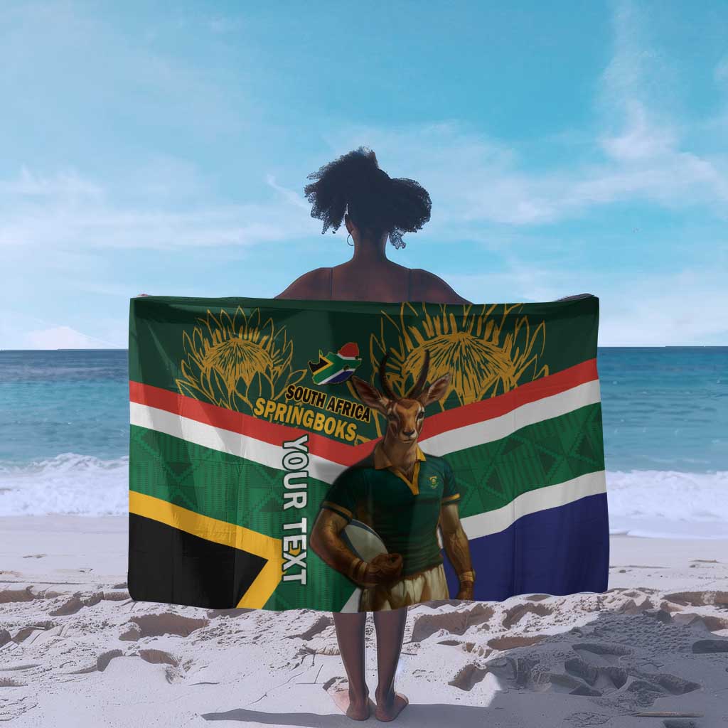 Custom South Africa Rugby Sarong 2024 Go Springboks Mascot African Pattern LT14