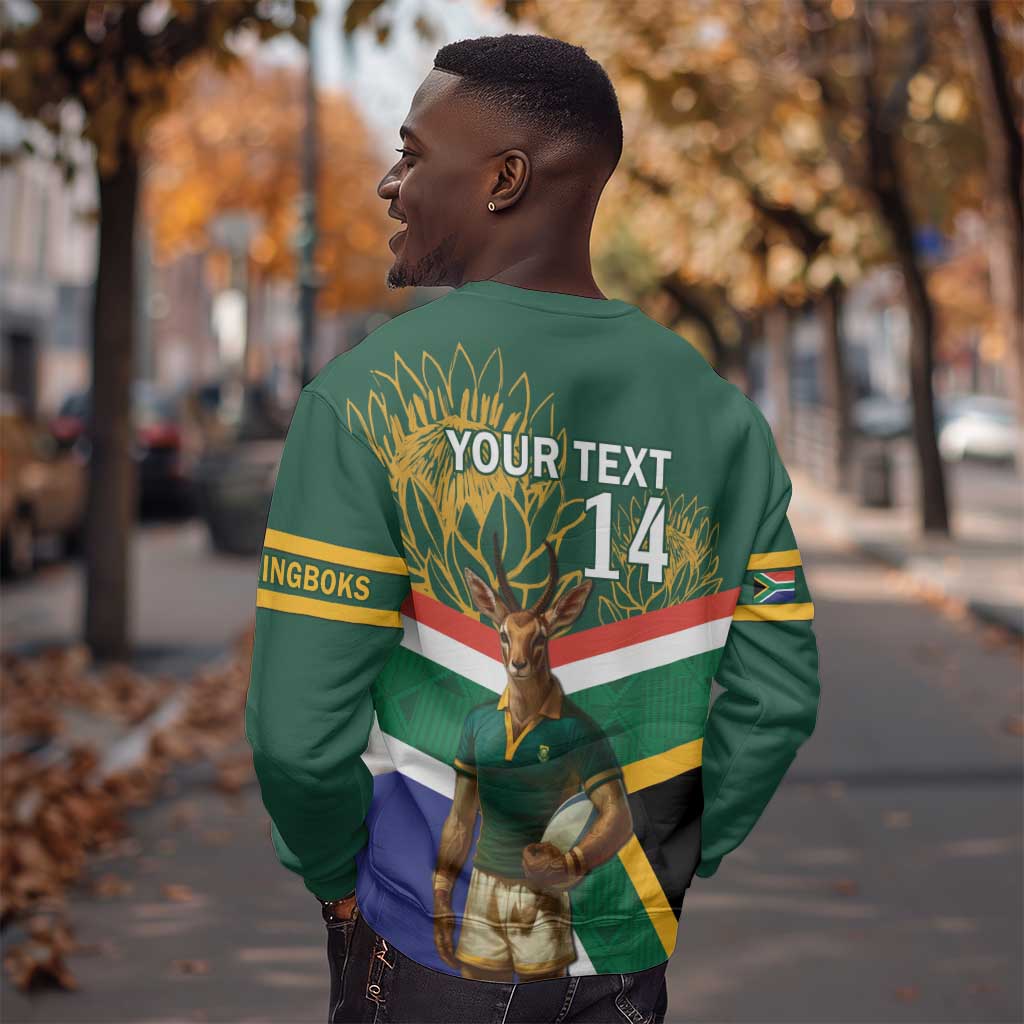 Custom South Africa Rugby Sweatshirt 2024 Go Springboks Mascot African Pattern LT14