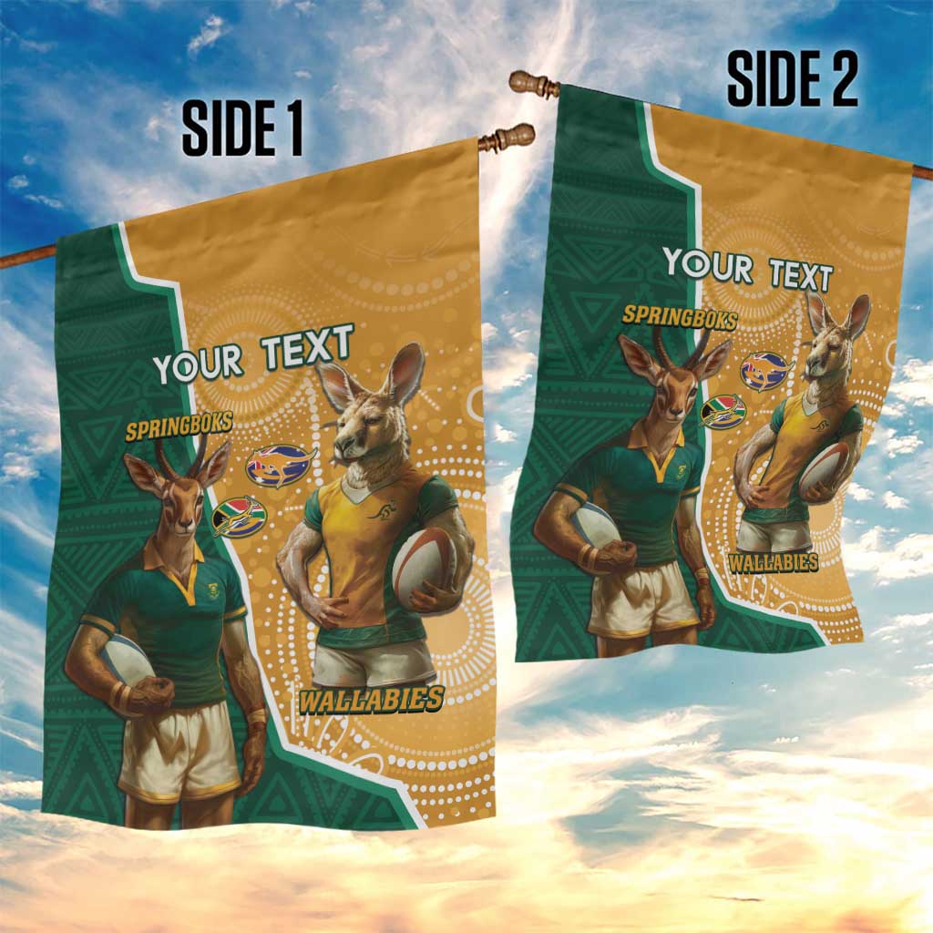 Personalised South Africa And Australia Rugby Garden Flag 2024 Springboks Wallabies Mascots Together LT14