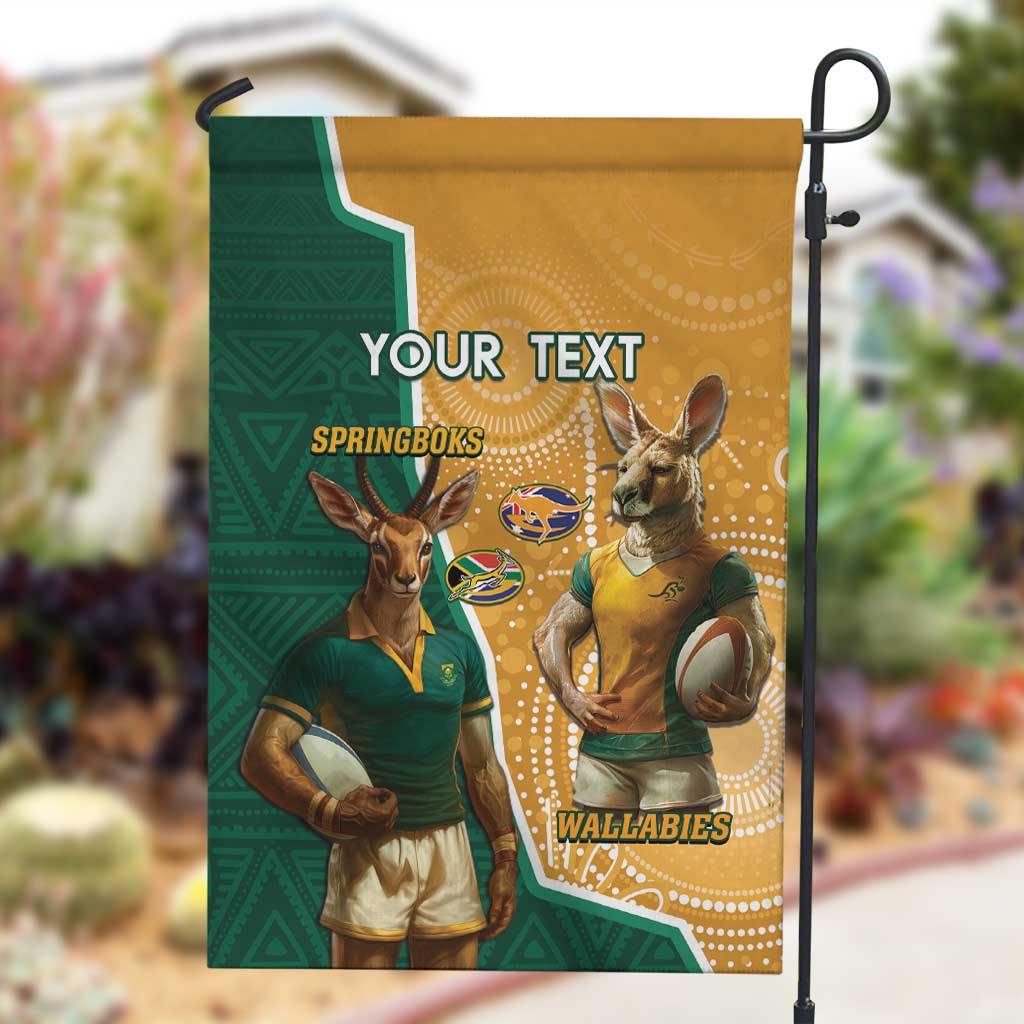 Personalised South Africa And Australia Rugby Garden Flag 2024 Springboks Wallabies Mascots Together LT14