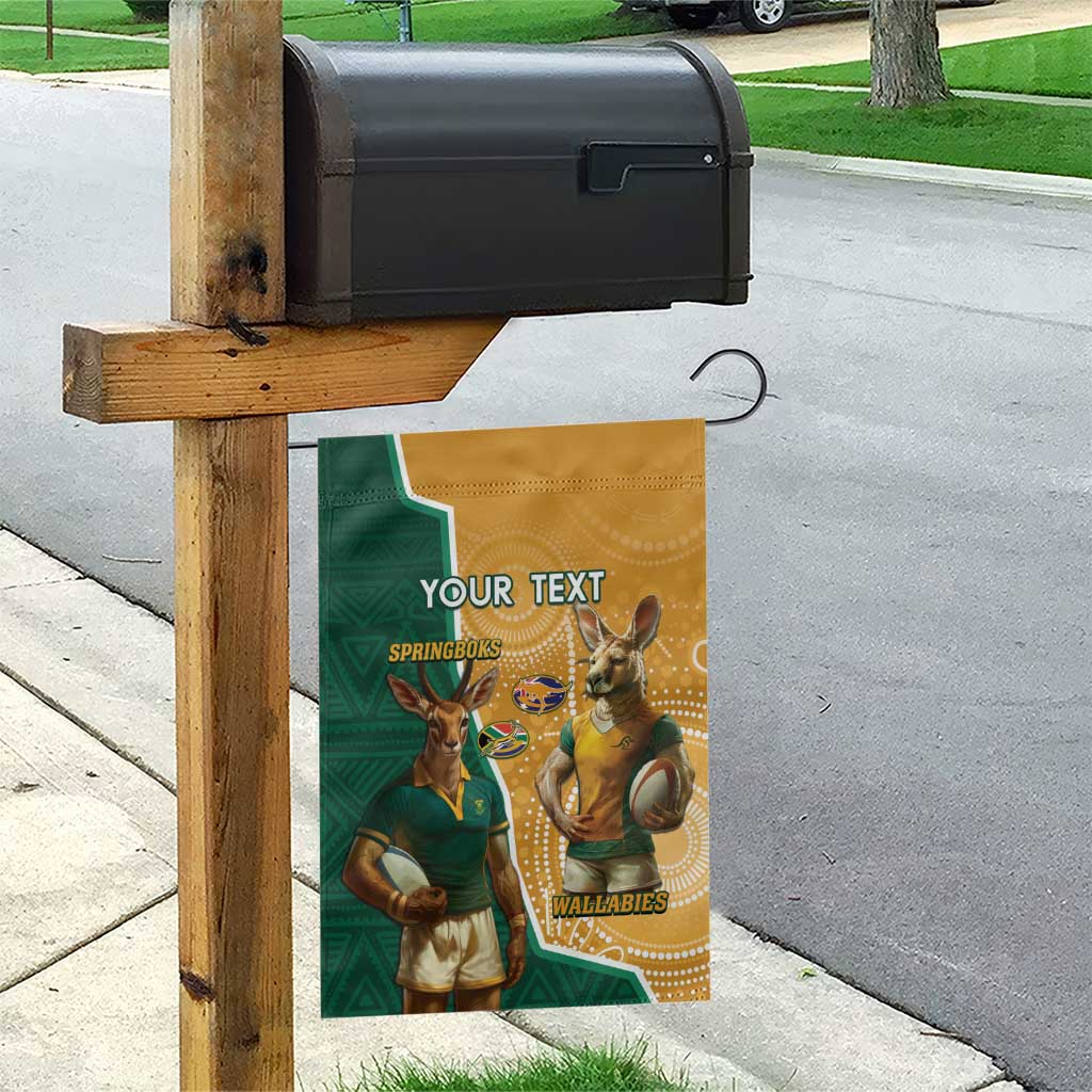 Personalised South Africa And Australia Rugby Garden Flag 2024 Springboks Wallabies Mascots Together LT14