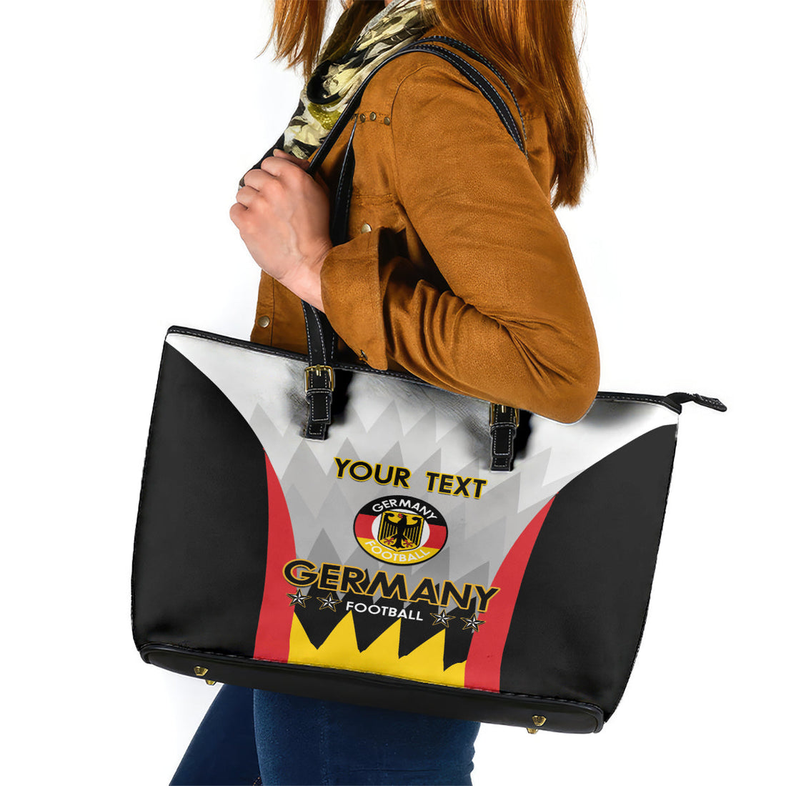 Custom Germany Football Leather Tote Bag 2024 Nationalelf - White Version LT14