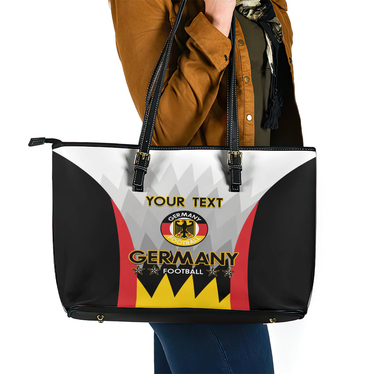 Custom Germany Football Leather Tote Bag 2024 Nationalelf - White Version LT14