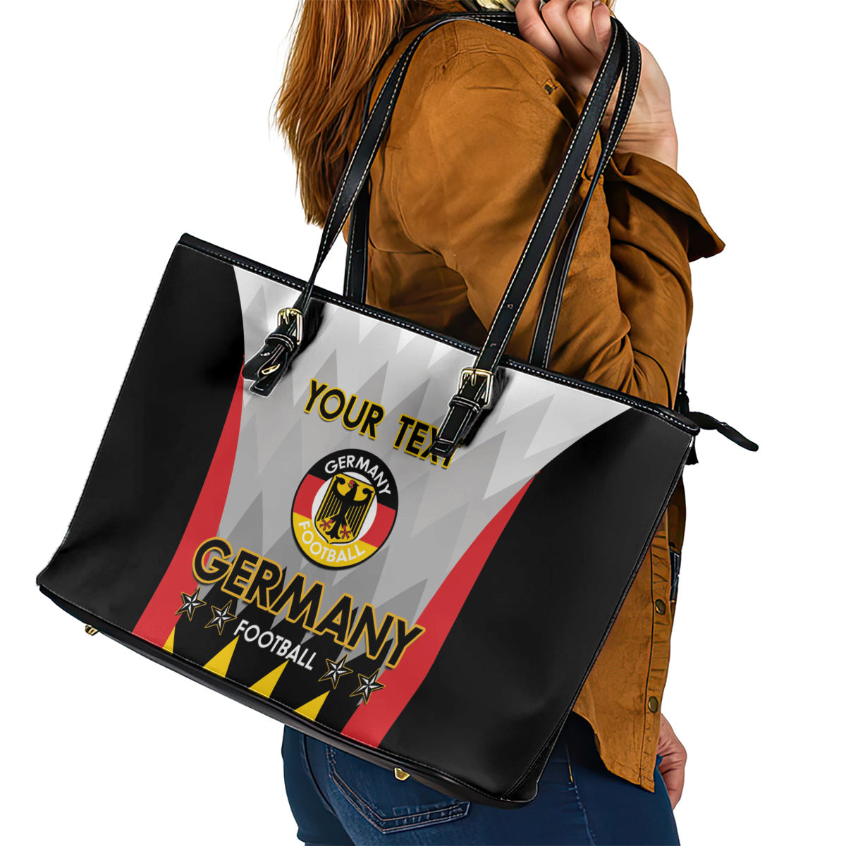 Custom Germany Football Leather Tote Bag 2024 Nationalelf - White Version LT14