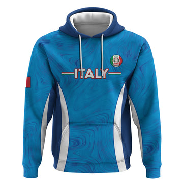 Custom Italy Football Hoodie 2024 Gli Azzurri Marble Pattern LT14