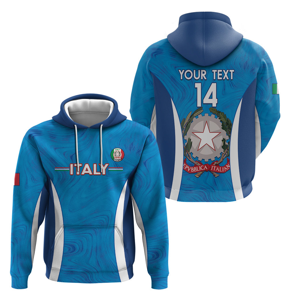 Custom Italy Football Hoodie 2024 Gli Azzurri Marble Pattern LT14