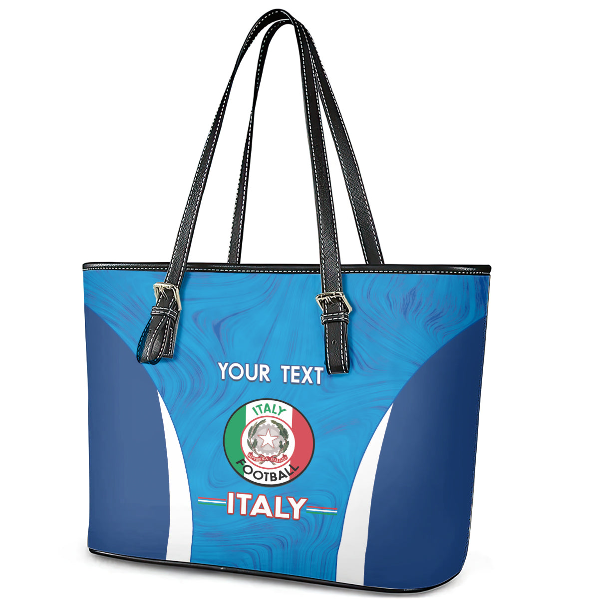 Custom Italy Football Leather Tote Bag 2024 Gli Azzurri Marble Pattern LT14