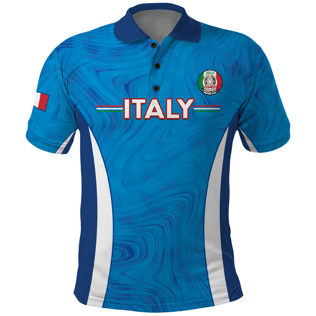 Custom Italy Football Polo Shirt 2024 Gli Azzurri Marble Pattern LT14