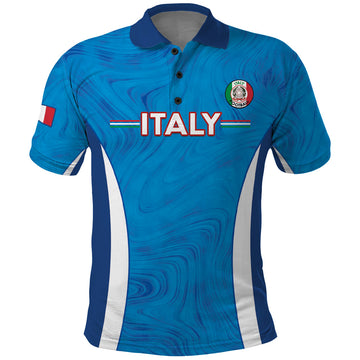 Custom Italy Football Polo Shirt 2024 Gli Azzurri Marble Pattern LT14