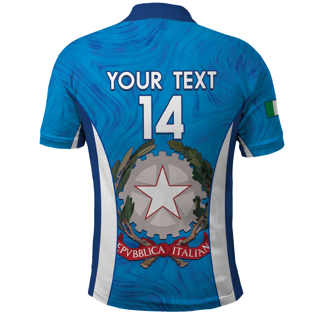 Custom Italy Football Polo Shirt 2024 Gli Azzurri Marble Pattern LT14