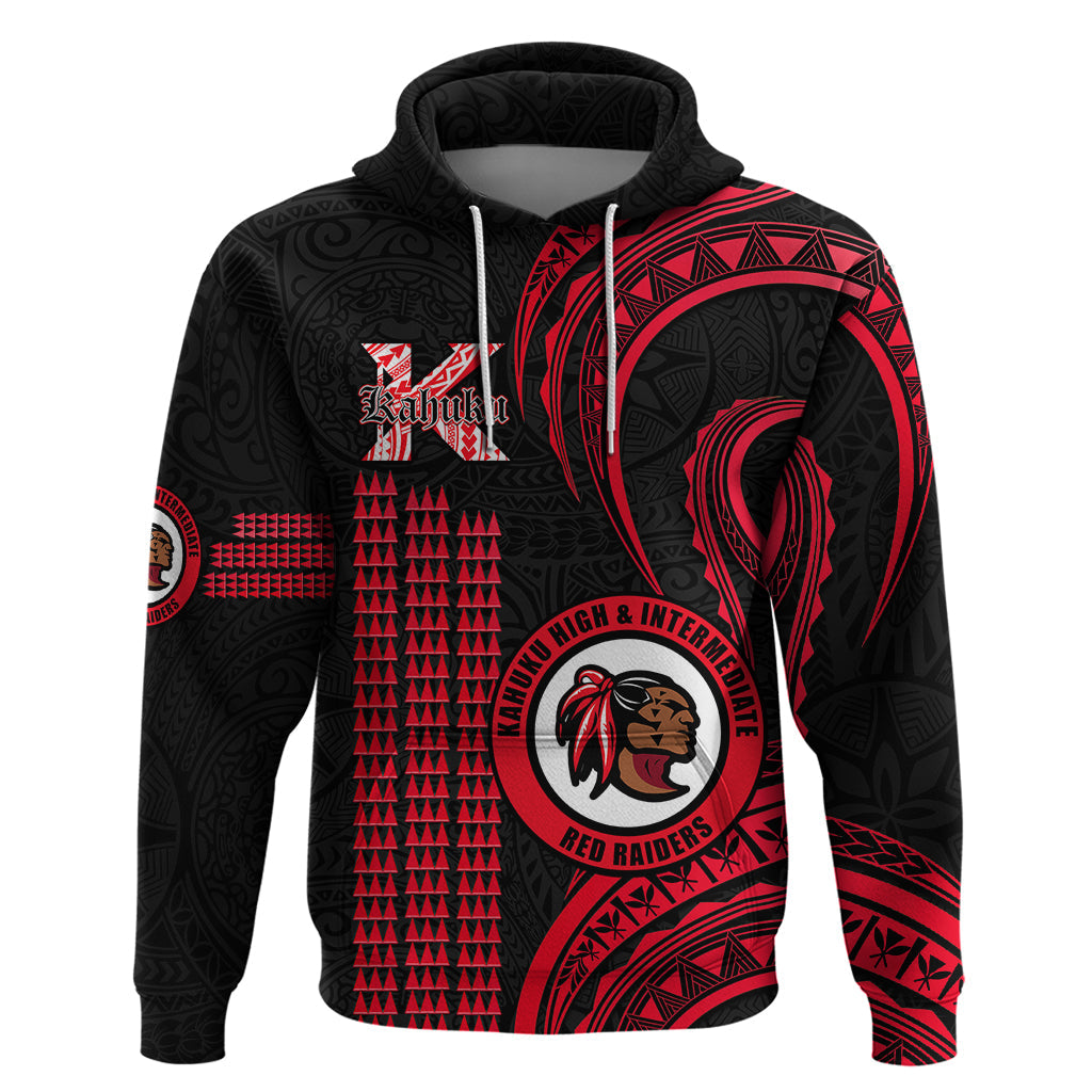 Hawaii Kahuku High And Intermediate School Hoodie Red Raiders Kakau Pattern LT14
