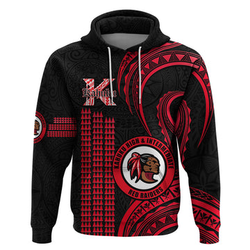 Hawaii Kahuku High And Intermediate School Hoodie Red Raiders Kakau Pattern LT14