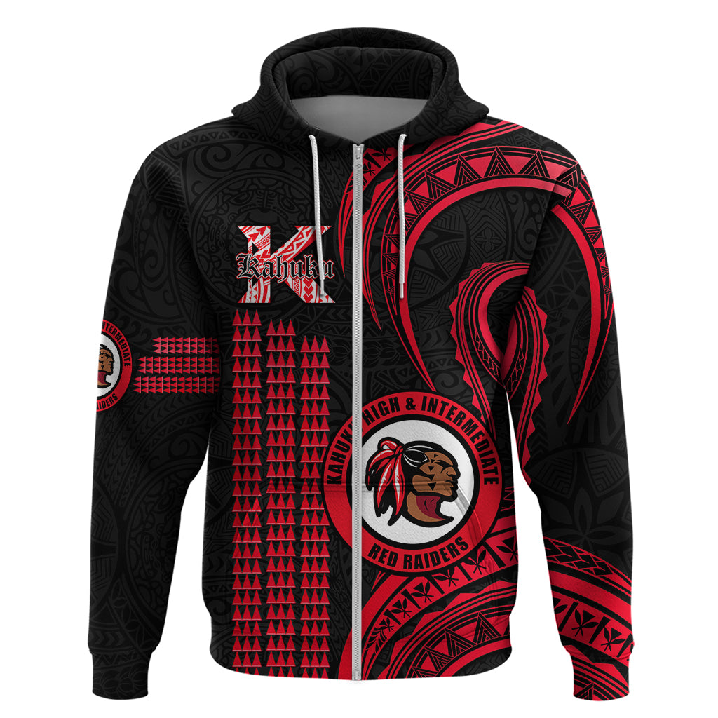 Hawaii Kahuku High And Intermediate School Hoodie Red Raiders Kakau Pattern LT14