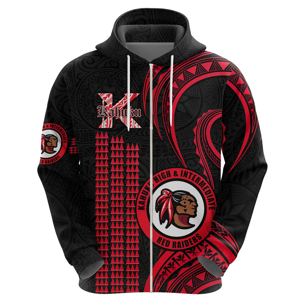 Hawaii Kahuku High And Intermediate School Hoodie Red Raiders Kakau Pattern LT14