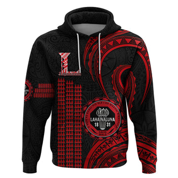 Hawaii Lahainaluna High School Hoodie Polynesian Kakau Pattern LT14