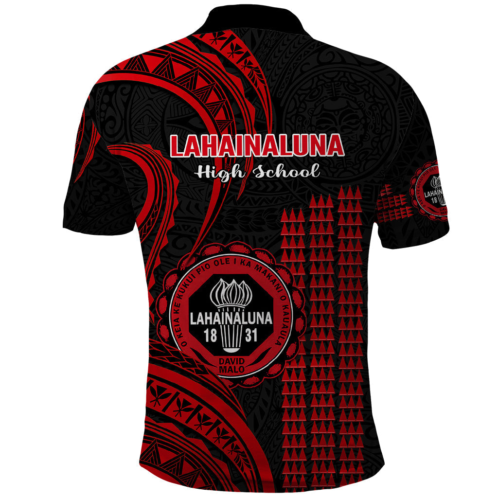 Hawaii Lahainaluna High School Polo Shirt Polynesian Kakau Pattern LT14