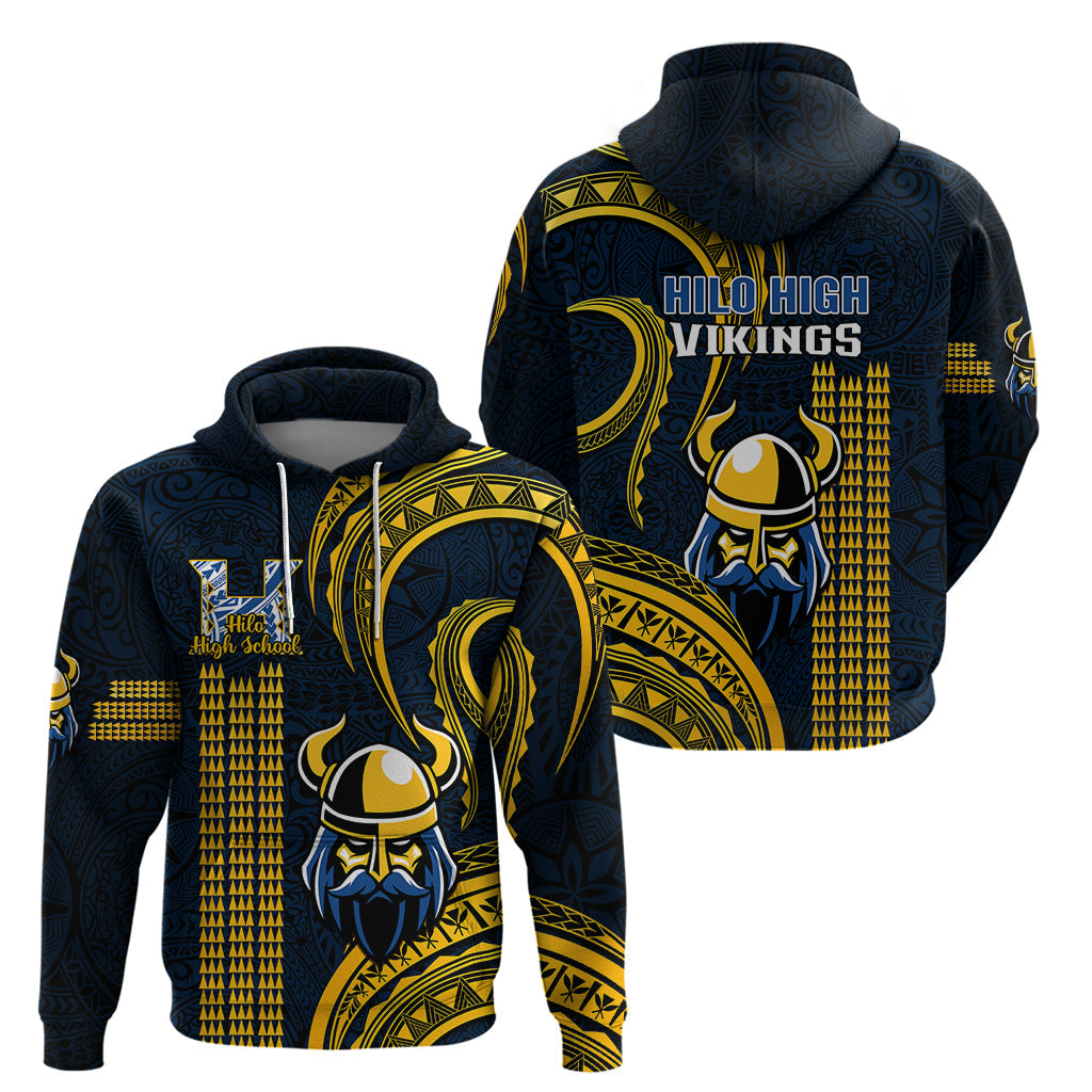 Hawaii Hilo High School Hoodie Vikings Polynesian Kakau Pattern LT14