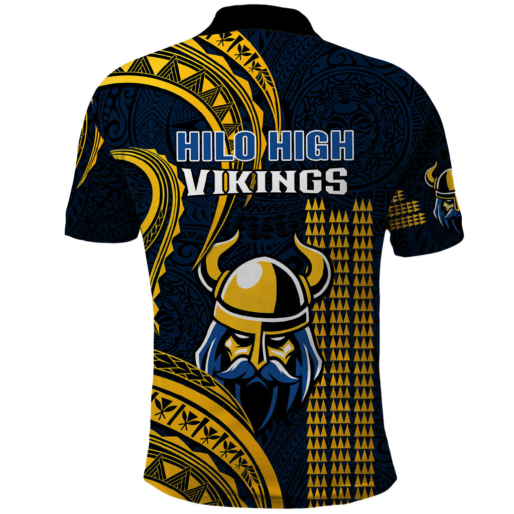 Hawaii Hilo High School Polo Shirt Vikings Polynesian Kakau Pattern LT14