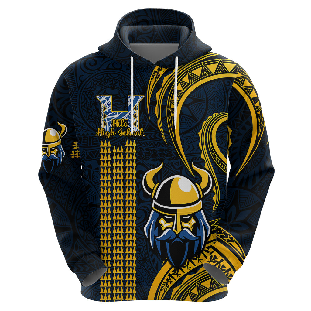 Personalised Hawaii Hilo High School Hoodie Vikings Polynesian Kakau Pattern LT14