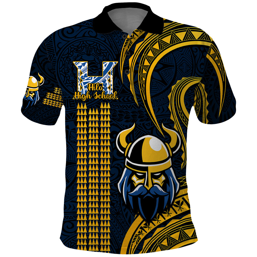 Personalised Hawaii Hilo High School Polo Shirt Vikings Polynesian Kakau Pattern LT14