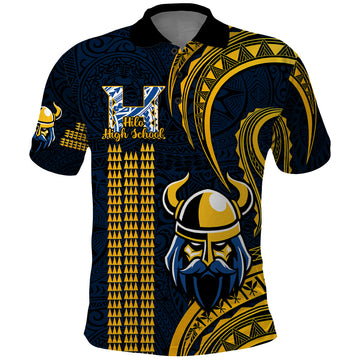Personalised Hawaii Hilo High School Polo Shirt Vikings Polynesian Kakau Pattern LT14