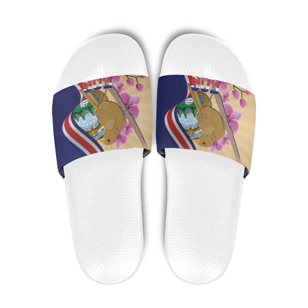 Costa Rica Independence Day Slide Sandals 506 Proud Yiguirro With Orchid LT14