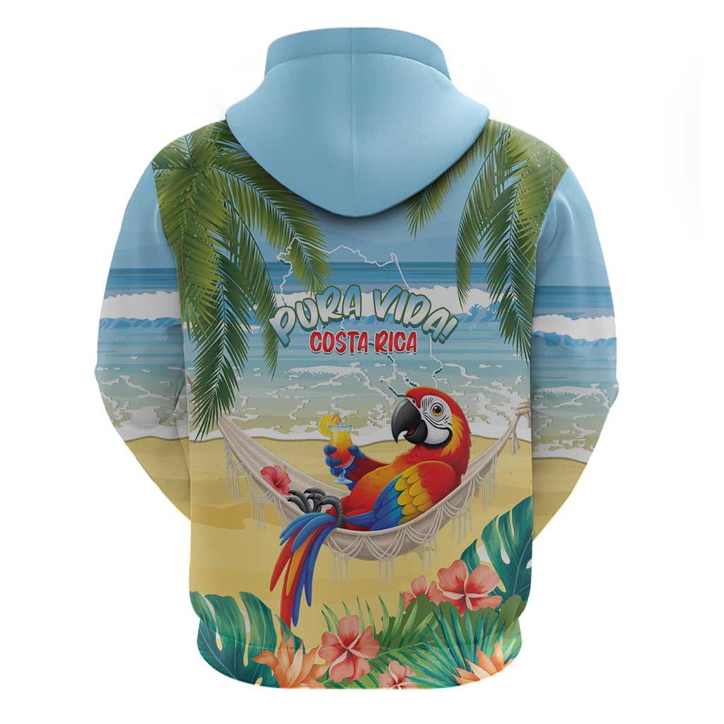 Pura Vida Costa Rica Hoodie Chilling Scarlet Macaw Tropical Vibes LT14