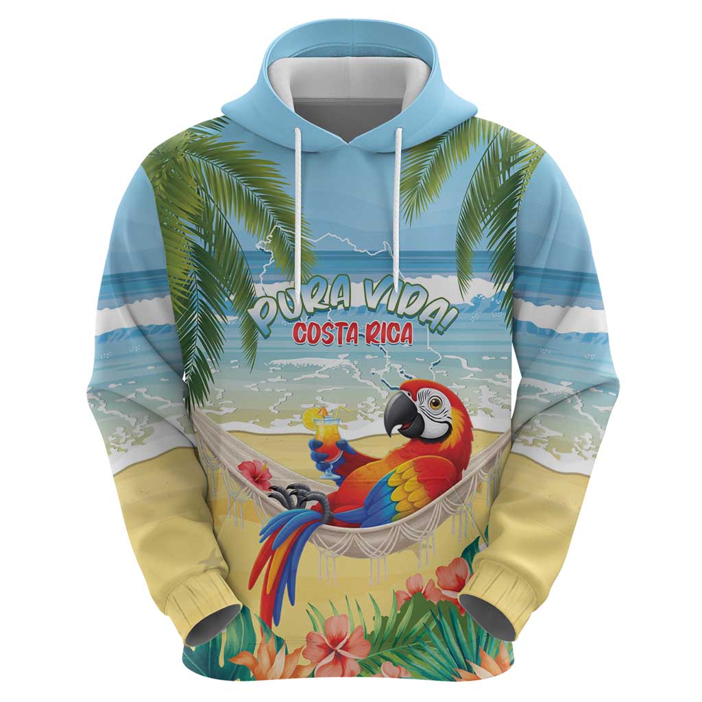 Pura Vida Costa Rica Hoodie Chilling Scarlet Macaw Tropical Vibes LT14