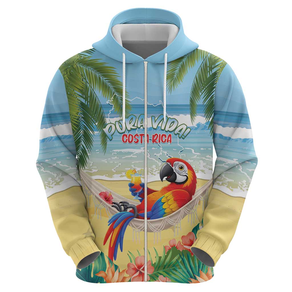 Pura Vida Costa Rica Hoodie Chilling Scarlet Macaw Tropical Vibes LT14