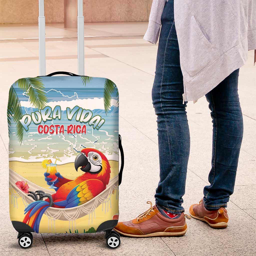 Pura Vida Costa Rica Luggage Cover Chilling Scarlet Macaw Tropical Vibes LT14