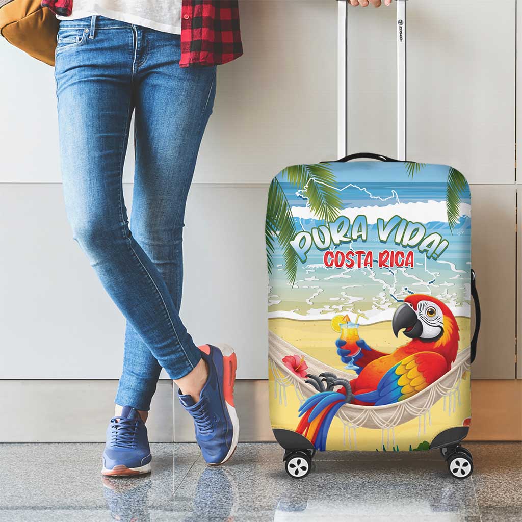 Pura Vida Costa Rica Luggage Cover Chilling Scarlet Macaw Tropical Vibes LT14