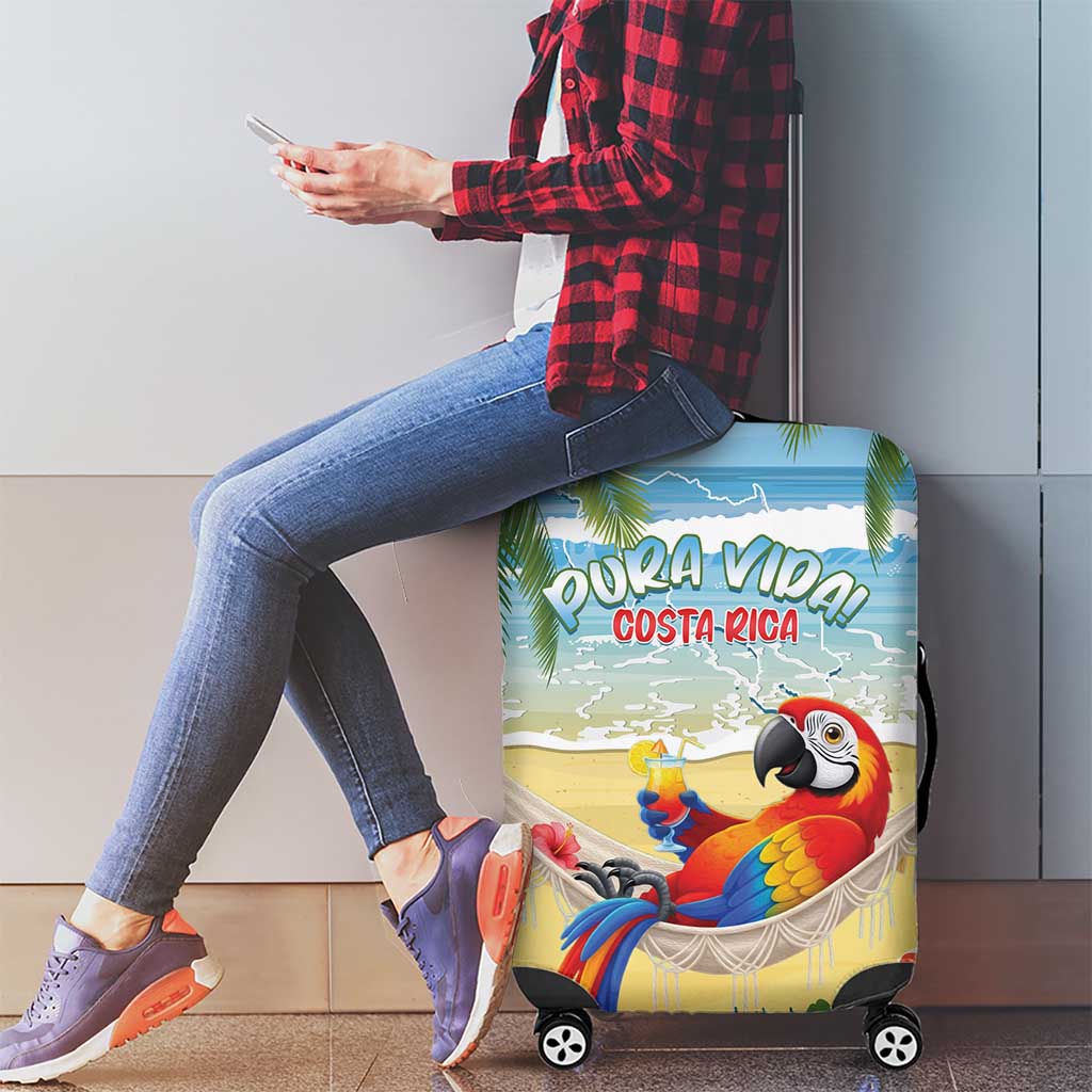 Pura Vida Costa Rica Luggage Cover Chilling Scarlet Macaw Tropical Vibes LT14