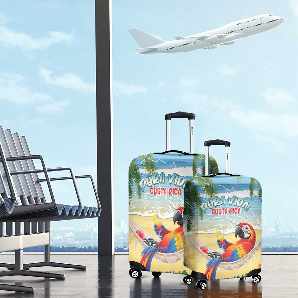 Pura Vida Costa Rica Luggage Cover Chilling Scarlet Macaw Tropical Vibes LT14