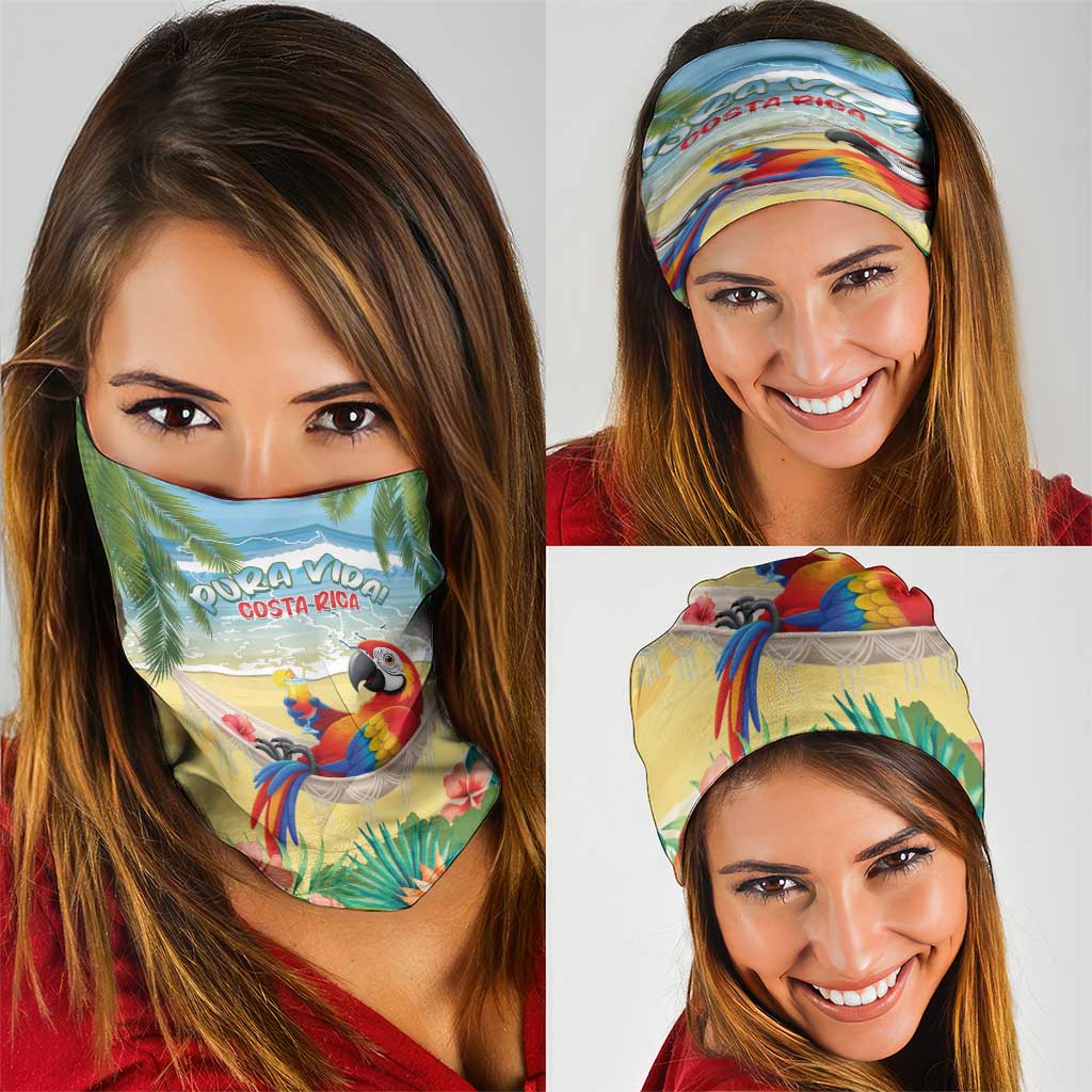 Pura Vida Costa Rica Neck Gaiter Chilling Scarlet Macaw Tropical Vibes LT14