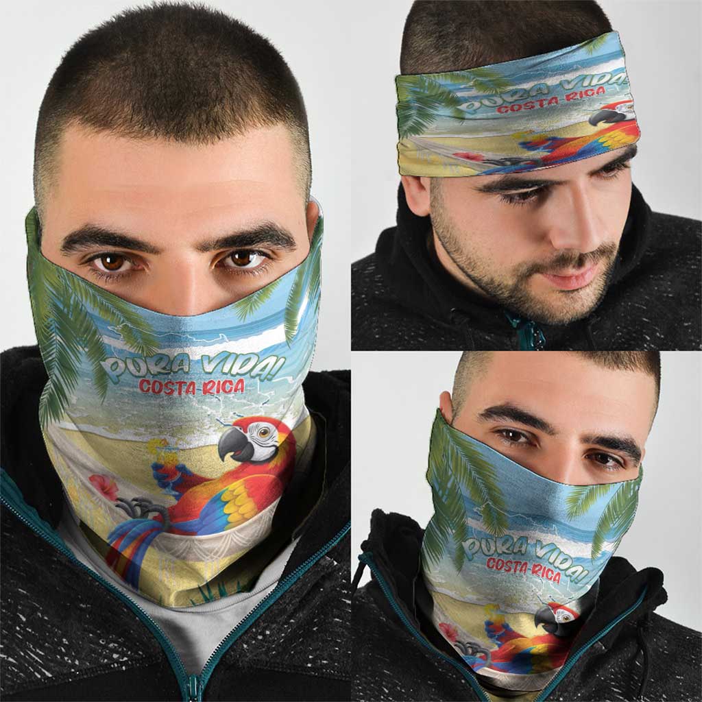 Pura Vida Costa Rica Neck Gaiter Chilling Scarlet Macaw Tropical Vibes LT14