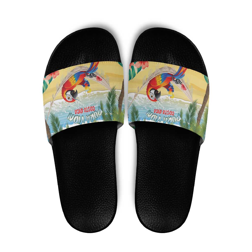 Pura Vida Costa Rica Slide Sandals Chilling Scarlet Macaw Tropical Vibes LT14