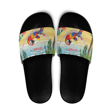 Pura Vida Costa Rica Slide Sandals Chilling Scarlet Macaw Tropical Vibes LT14