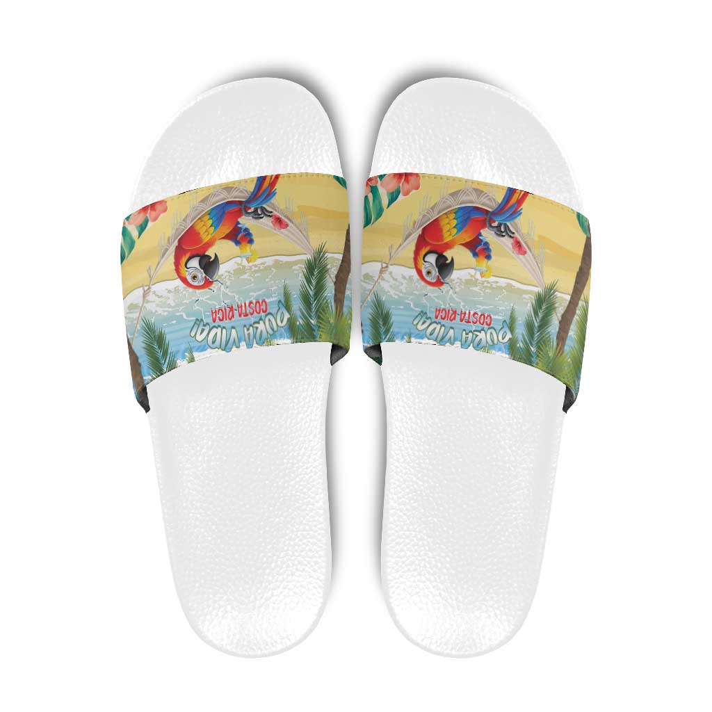 Pura Vida Costa Rica Slide Sandals Chilling Scarlet Macaw Tropical Vibes LT14