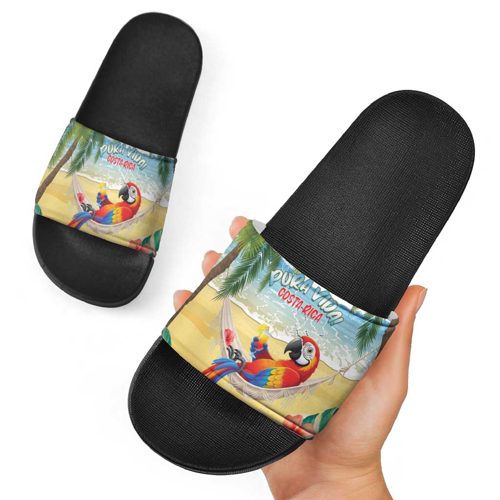 Pura Vida Costa Rica Slide Sandals Chilling Scarlet Macaw Tropical Vibes LT14