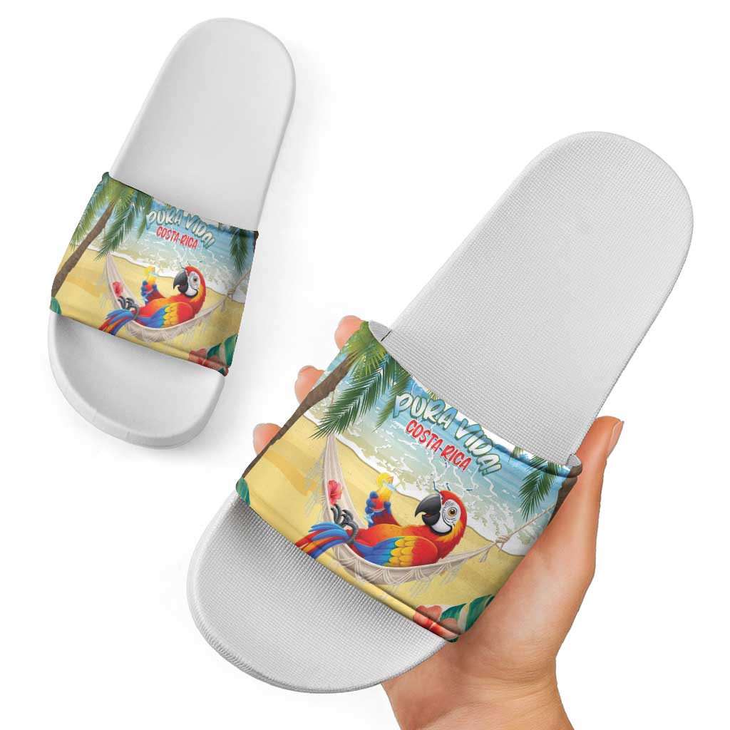 Pura Vida Costa Rica Slide Sandals Chilling Scarlet Macaw Tropical Vibes LT14