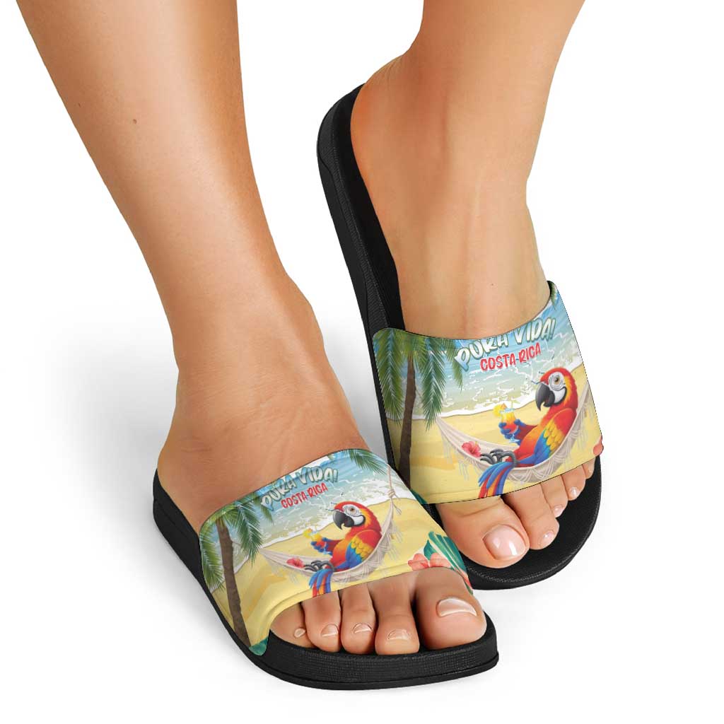 Pura Vida Costa Rica Slide Sandals Chilling Scarlet Macaw Tropical Vibes LT14