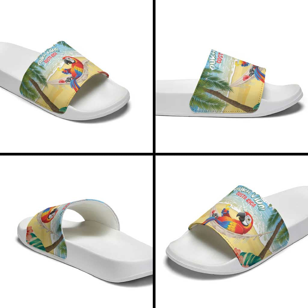 Pura Vida Costa Rica Slide Sandals Chilling Scarlet Macaw Tropical Vibes LT14